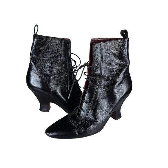 Marc Jacobs The Victorian Black Leather Lace-Up Ankle Boots Size 7 US - Picture 5 of 11